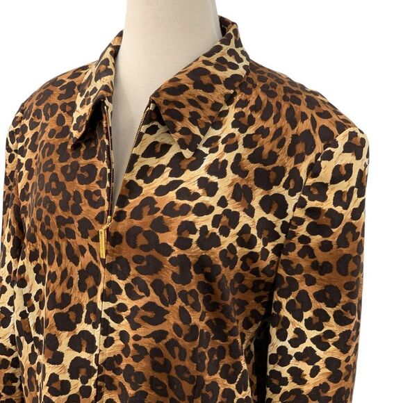 Escada Margaretha Ley Cheetah Zip Front Jacket Blazer Animal Print Size 42 Large - Picture 10 of 11